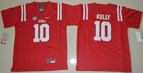 Rebels #10 Chad Kelly Red Stitched Youth NCAA Jersey